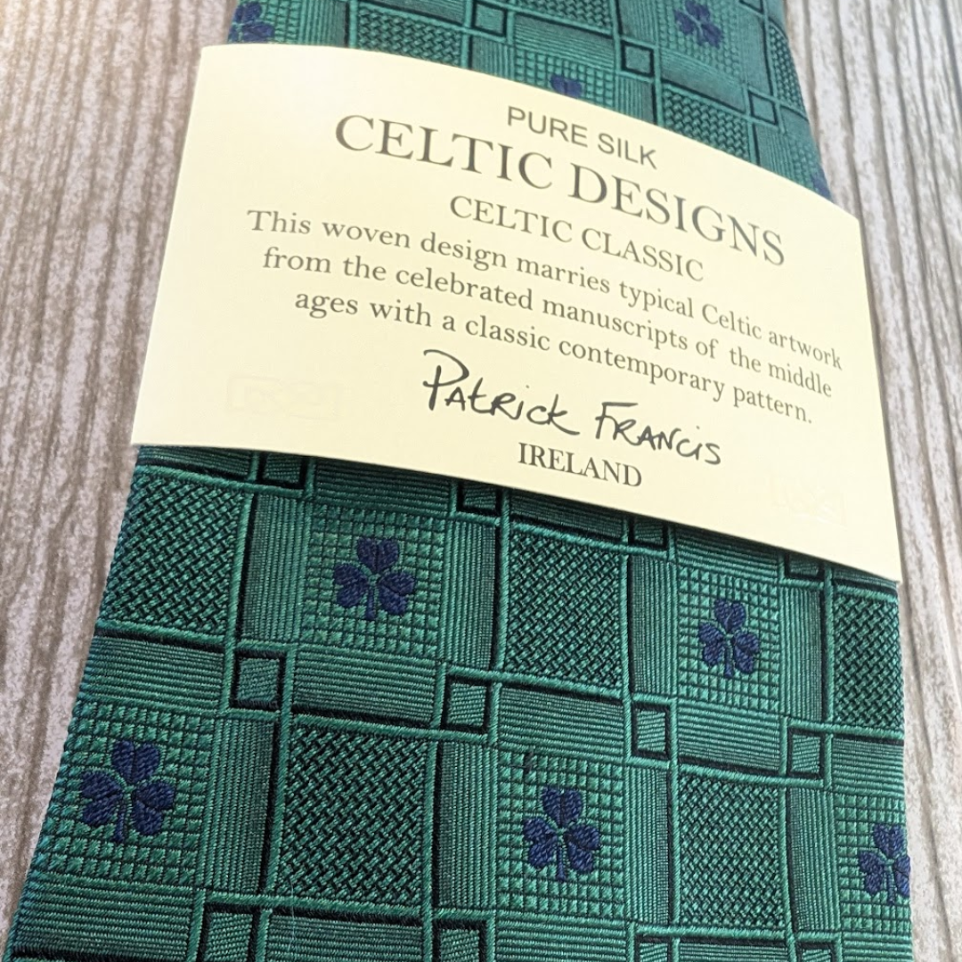 Patrick Francis Celtic Band Silk Tie in Bottle Emerald & Navy