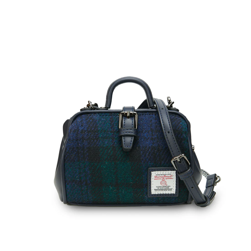 Islander Doctor Bag Leather & Tweed Bag: Blackwatch
