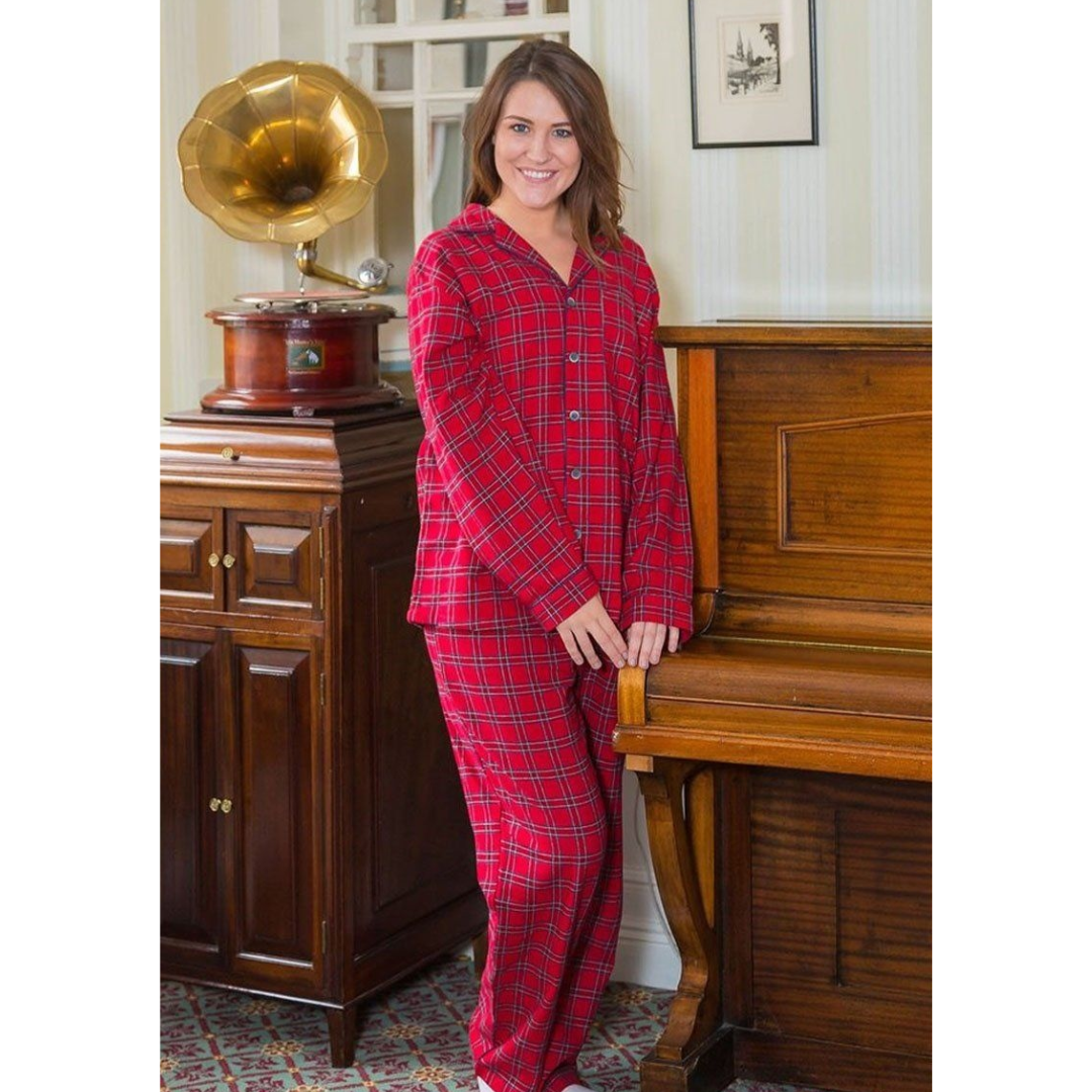 Lee Valley Ireland Flannel Tartan Pajama Set - Top and Bottoms