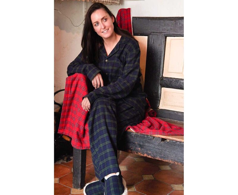 Lee Valley Ireland Flannel Tartan Pajama Set - Top and Bottoms