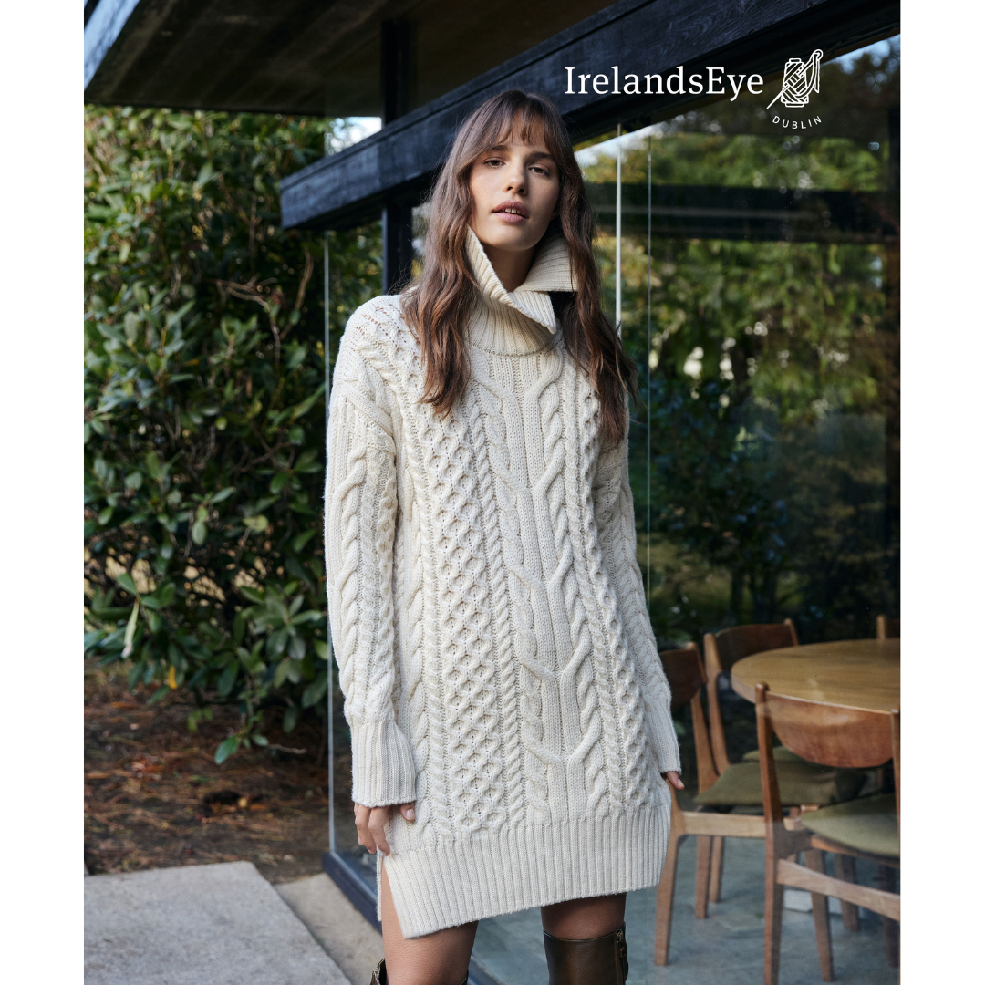 IrelandsEye Knitwear Aran Wool Knit Sweater Dress