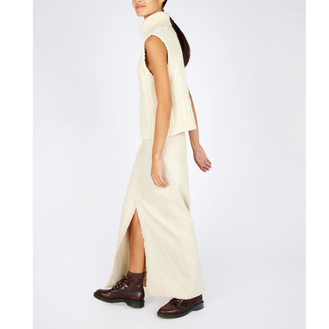 IrelandsEye Knitwear Wool Natural Turtleneck Vest