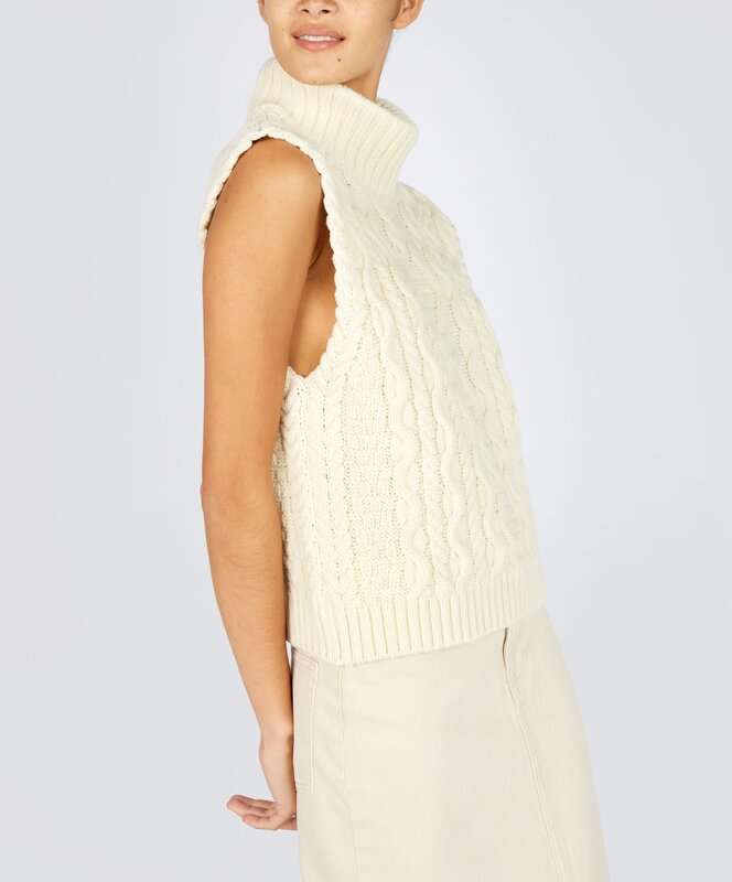IrelandsEye Knitwear Wool Natural Polo Vest