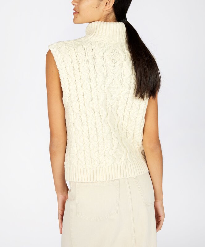 IrelandsEye Knitwear Wool Natural Polo Vest