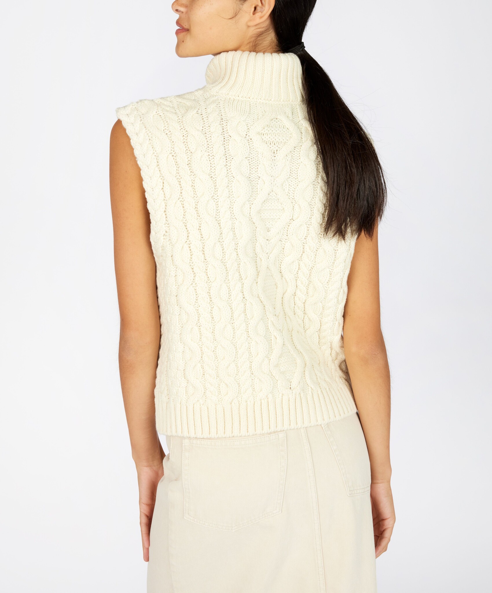 IrelandsEye Knitwear Wool Natural Turtleneck Vest