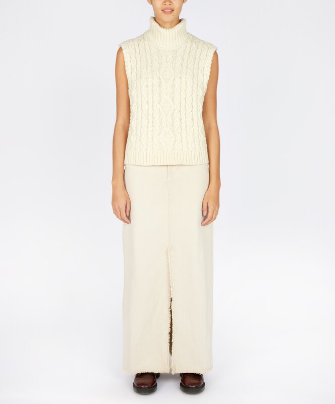 IrelandsEye Knitwear Wool Natural Polo Vest
