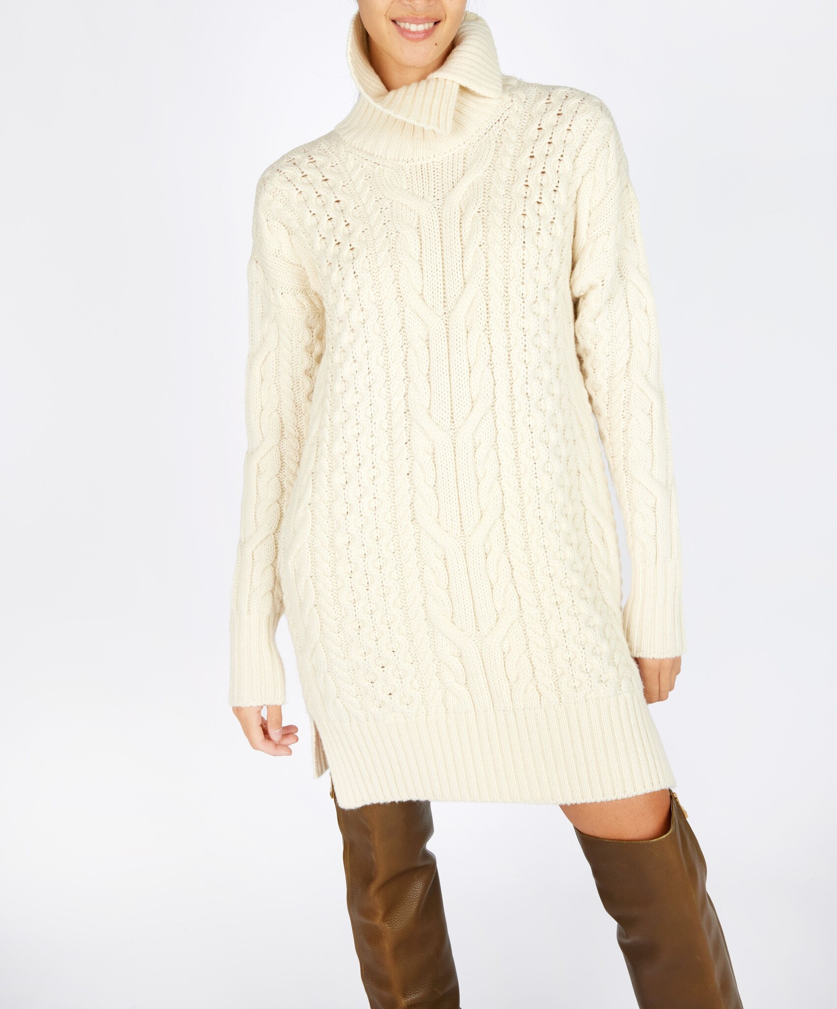 IrelandsEye Knitwear Aran Wool Knit Sweater Dress