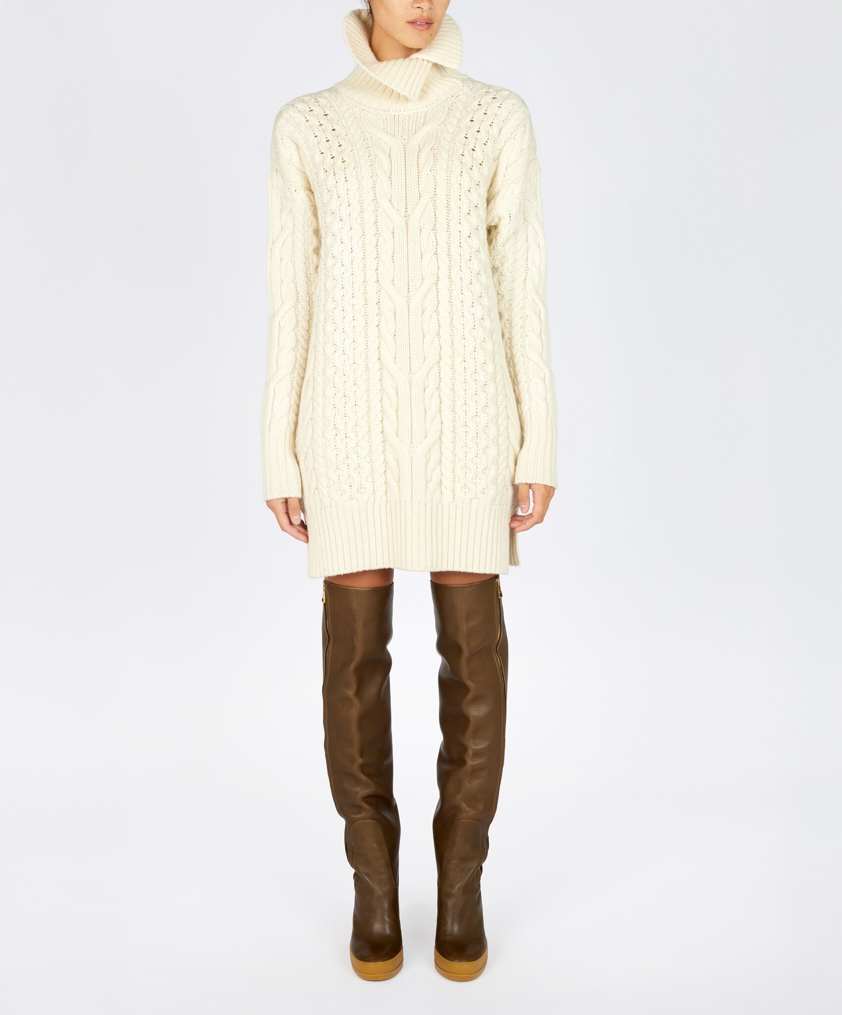IrelandsEye Knitwear Aran Wool Knit Sweater Dress
