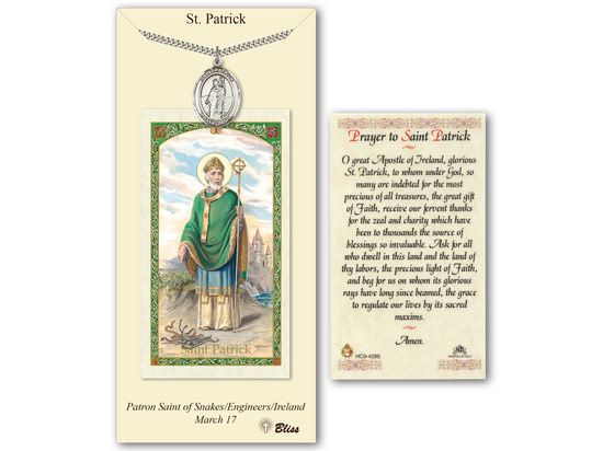 Bliss St. Patrick Pewter Medal on Prayer Card LG