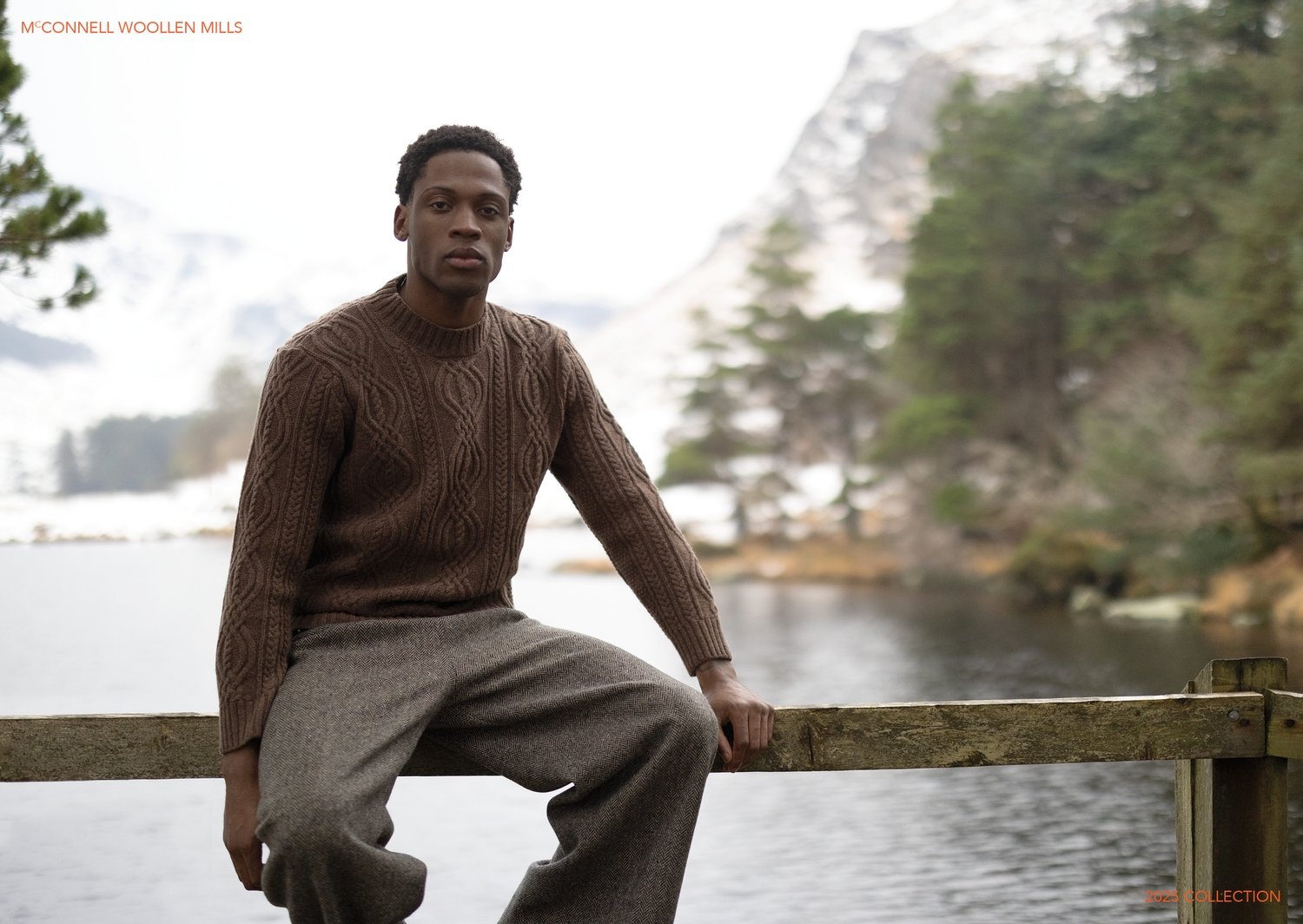 McConnell Woolen Mills Wool Cable Sweater in 'Pecan'