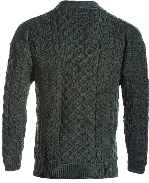 Aran Woollen Mills Merino Wool Green V-Neck Cardigan