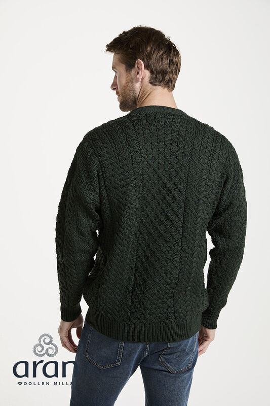 Aran Woollen Mills Merino Wool Green V-Neck Cardigan