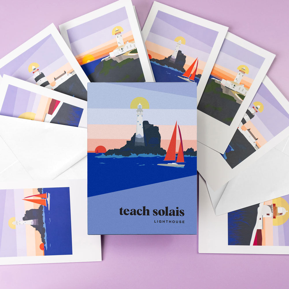 Pawpear Teach Solais: Lighthouse Greeting Card Pack of 8