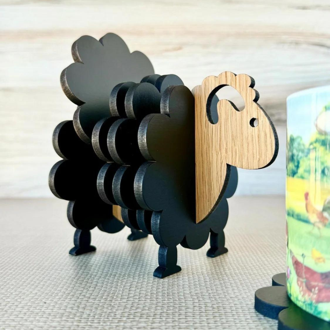 Caufield Country Boards Oak Sheep Coaster Set of 5