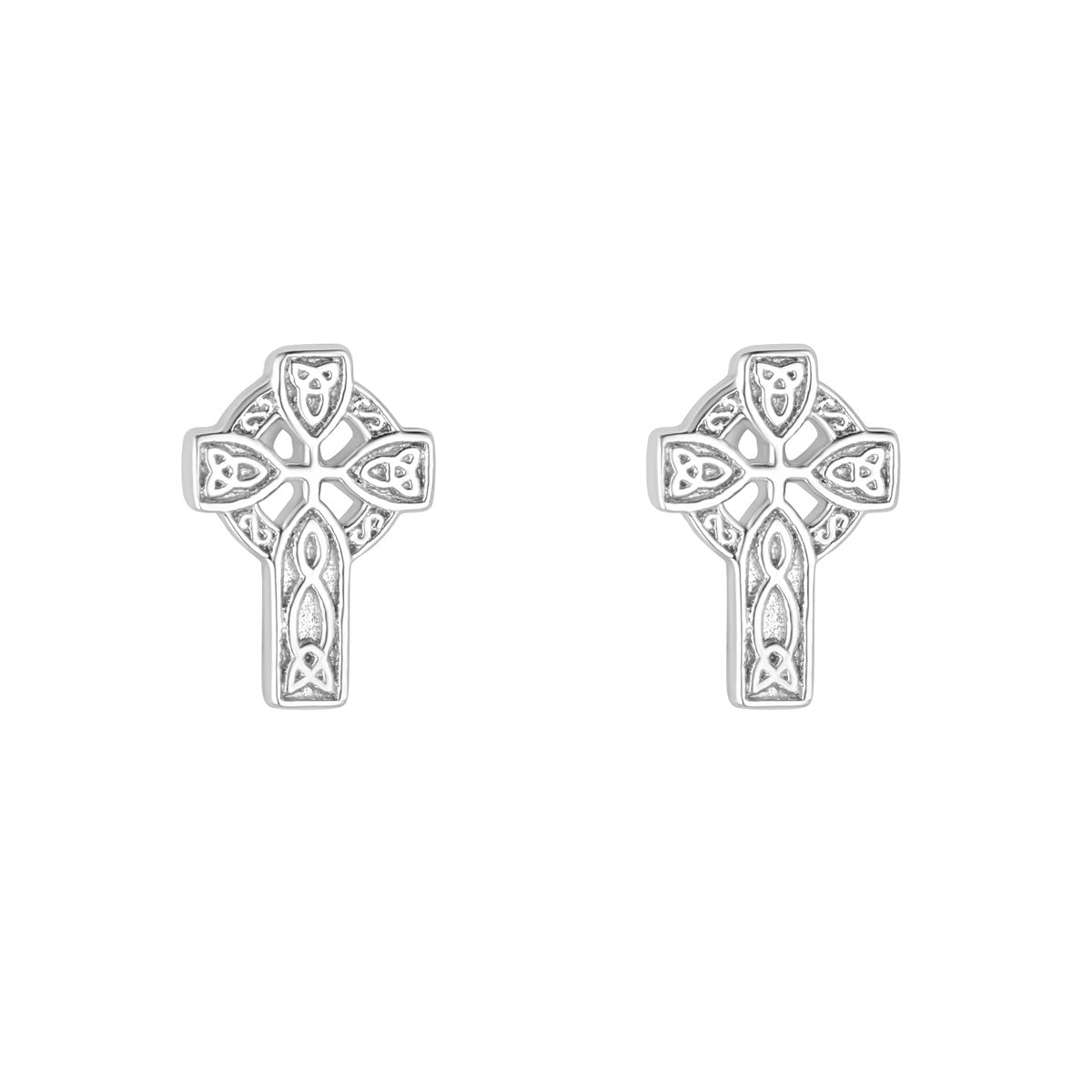 Solvar Sterling Silver Celtic Cross Stud Earrings
