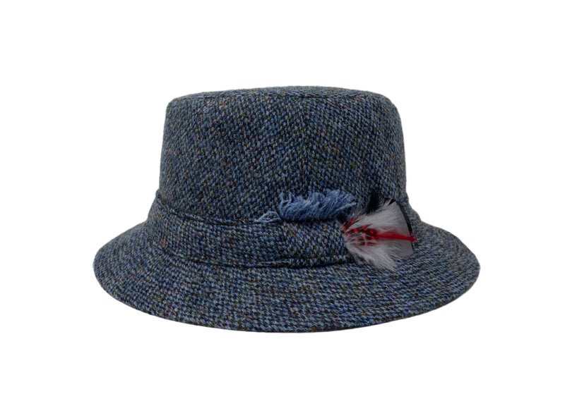 Hanna Hats Tweed Walking Hat: Ocean Blue