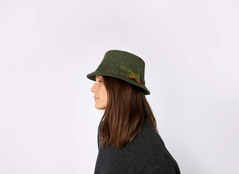 Hanna Hats Tweed Walking Hat: Ocean Blue