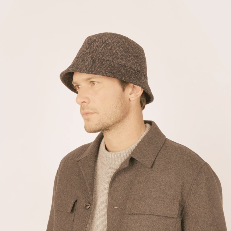 Hanna Hats Wee Thatch Tweed Hat - Brown & Khaki Herringbone