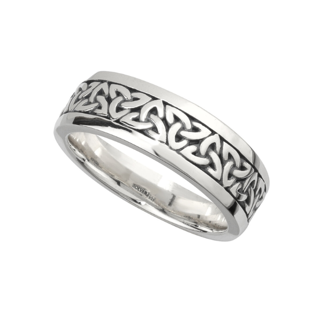 Solvar Silver Oxidized Men's Trinity Knot Band