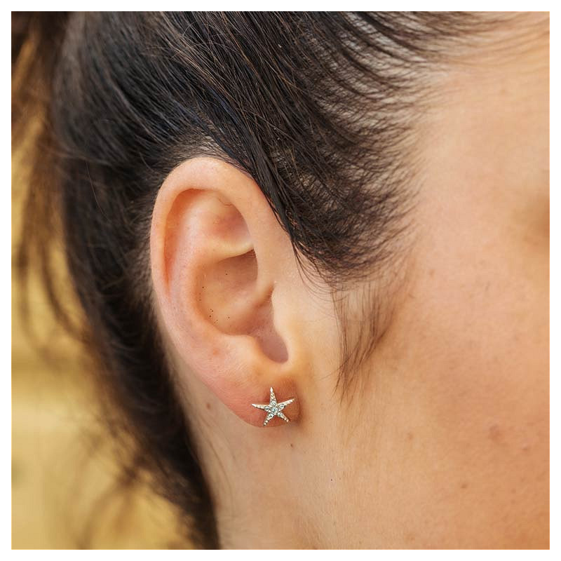Shanore Sterling Silver Blue Starfish Studs