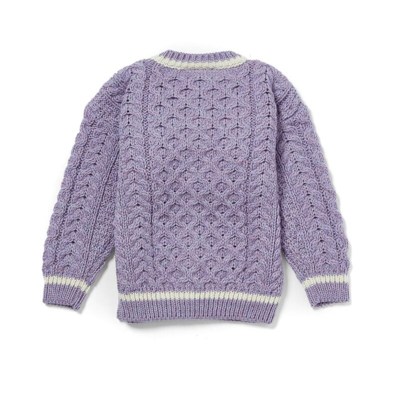 Aran Woollen Mills Child’s Stripe Cardigan - Lavender