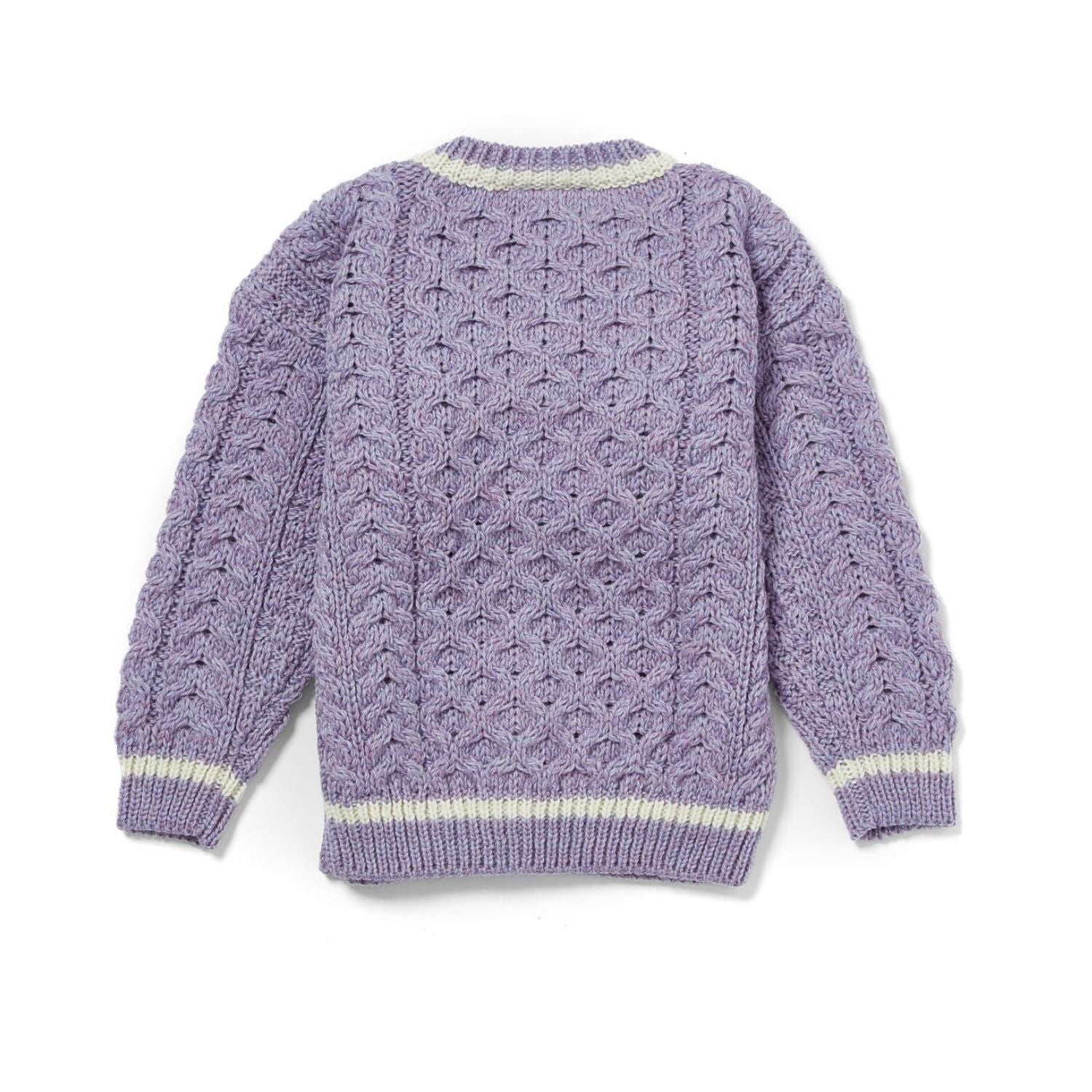 Aran Woollen Mills Child’s Stripe Cardigan - Lavender