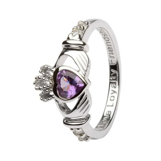 Shanore Sterling Silver June Birthstone Claddagh Ring