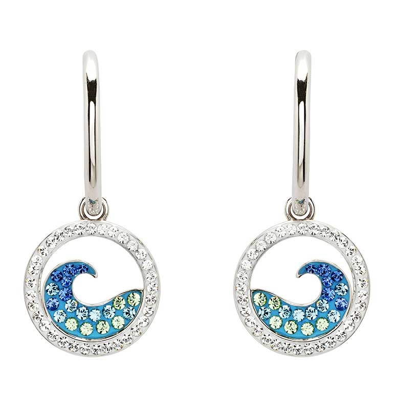 Shanore S/s Wave Earrings with Aquamarine Crystal