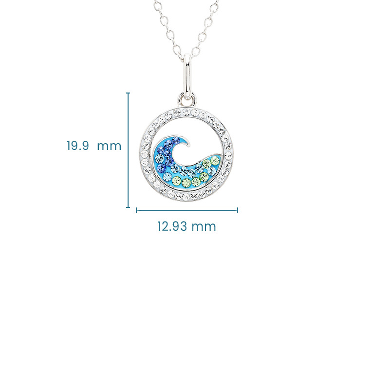 Shanore Sterling Silver Wave Mini Necklace w/ Blue Swarovski Crystals