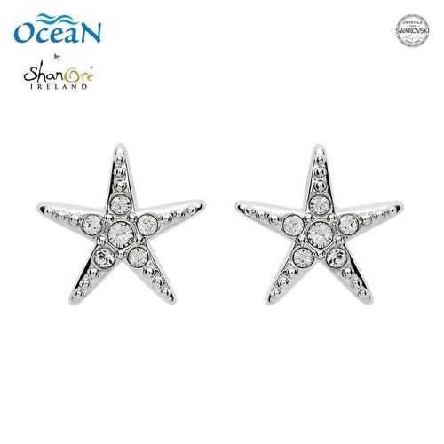 Shanore S/S White Crystal Starfish Stud Earrings