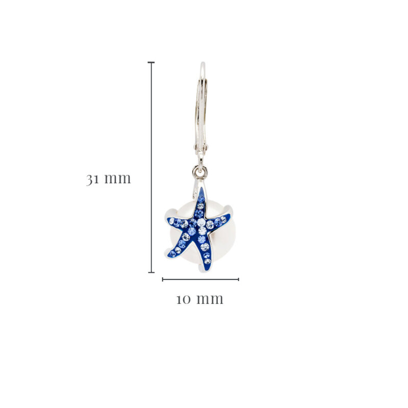 Shanore Sterling Silver Pearl & Sapphire Starfish Earrings