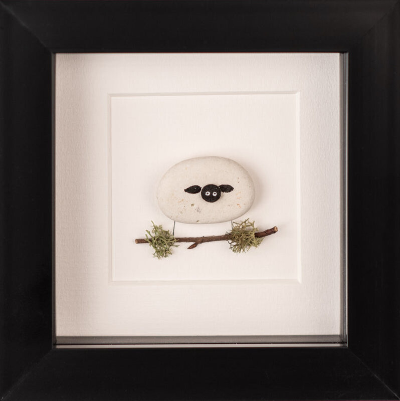 Simply Mourne Mini Sheep Framed: White