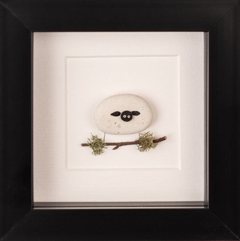 Simply Mourne Mini Sheep Framed: White