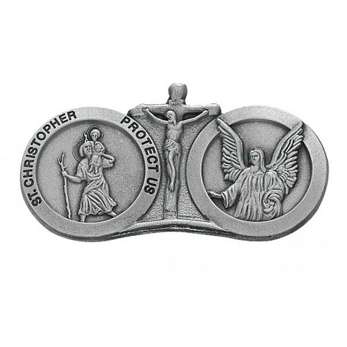 Cathedral Art Double Visor Clip St. Christopher/ Angel