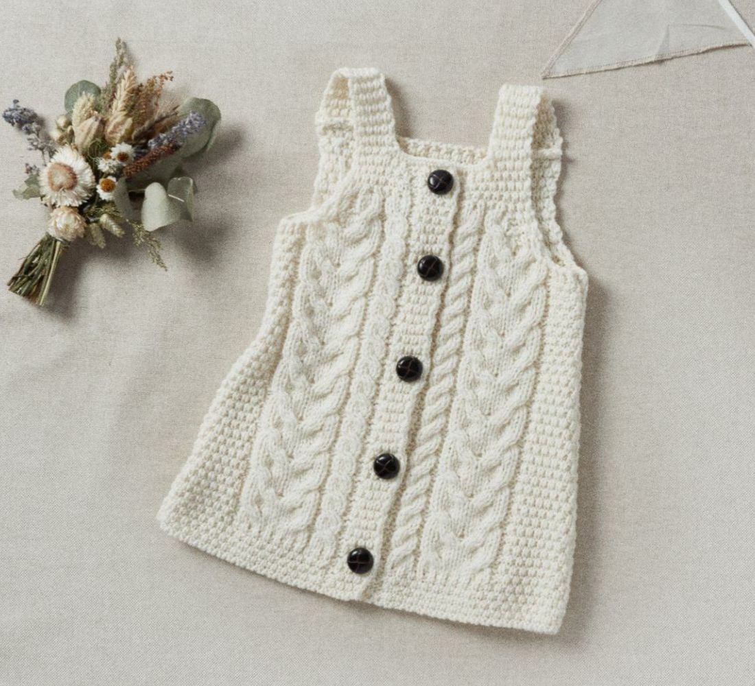 Aran Woollen Mills Baby Wool Dress in Natural