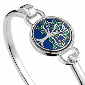Solvar Book of Kells Rhodium Bangle Bracelet - Tree of Life
