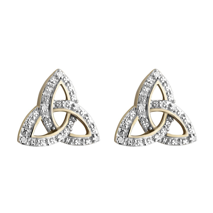 Solvar 10k Gold Diamond Set Trinity Knot Earrings