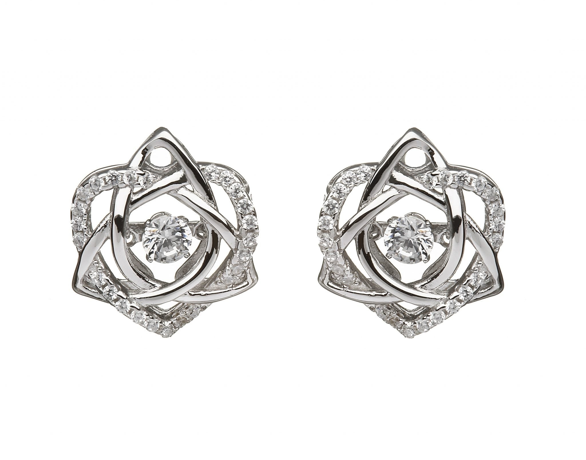 Boru Jewelry Damhsa Sterling Silver Dancing Stone Heart/Trinity Earrings