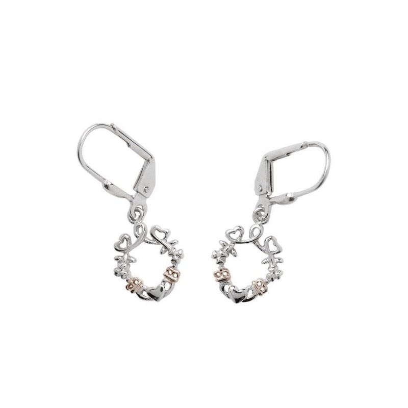Boru Jewelry Sterling Silver Heart Shamrock Claddagh Earrings