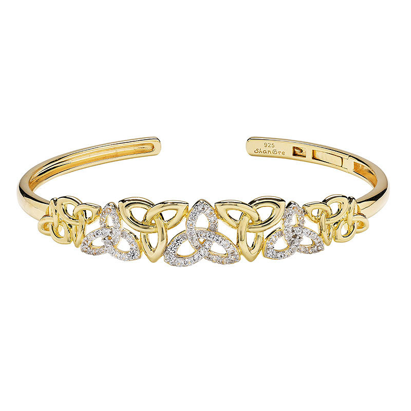 Shanore 14kt Gold Vermeil White Sapphire Trinity Bangle