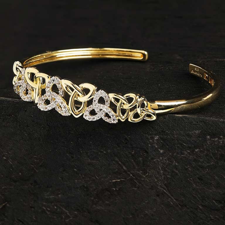 Shanore 14kt Gold Vermeil White Sapphire Trinity Bangle