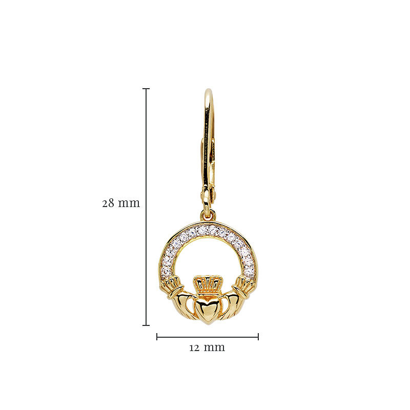Shanore 14KT Gold Vermeil Cz Claddagh Drop Earrings