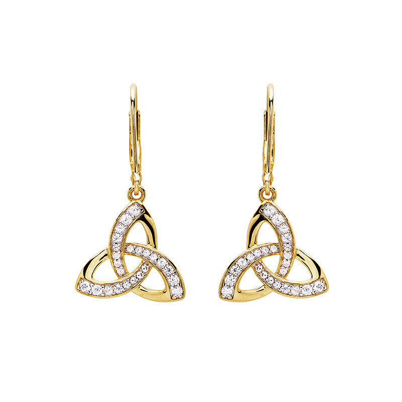 Shanore 14KT Gold Vermeil CZ Trinity Drop Earrings