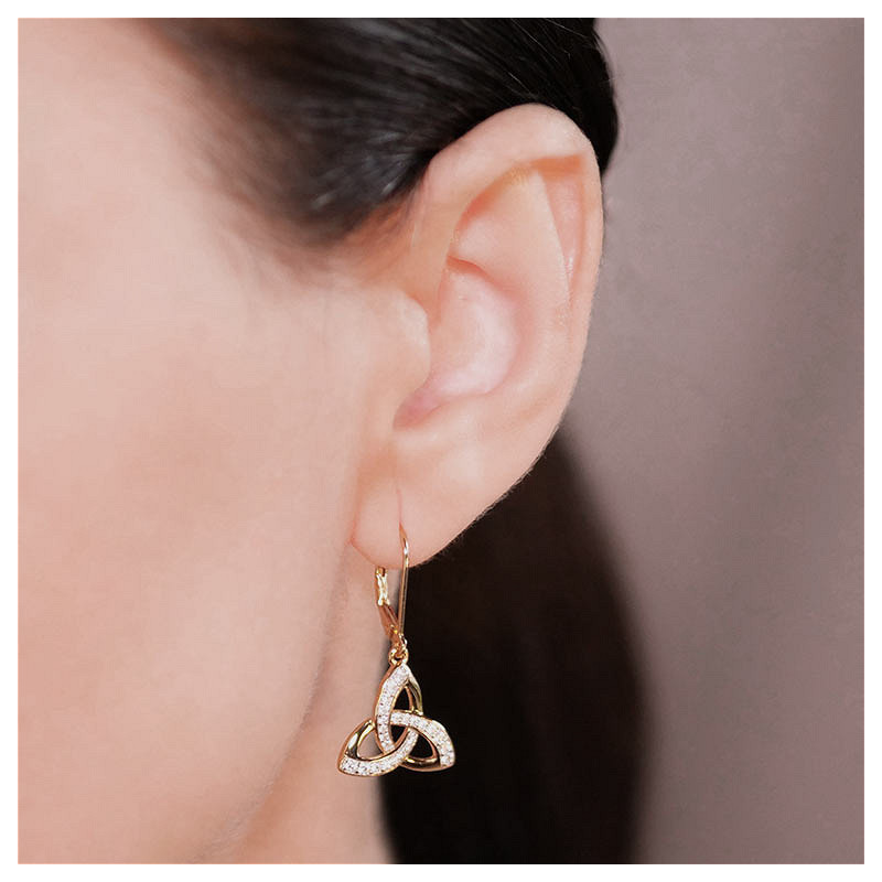 Shanore 14KT Gold Vermeil CZ Trinity Drop Earrings