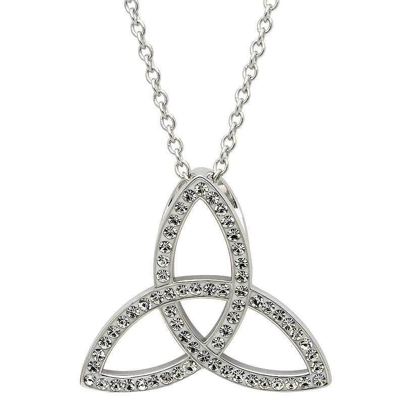 Shanore Sterling Silver White Swarovski Trinity Knot Necklace