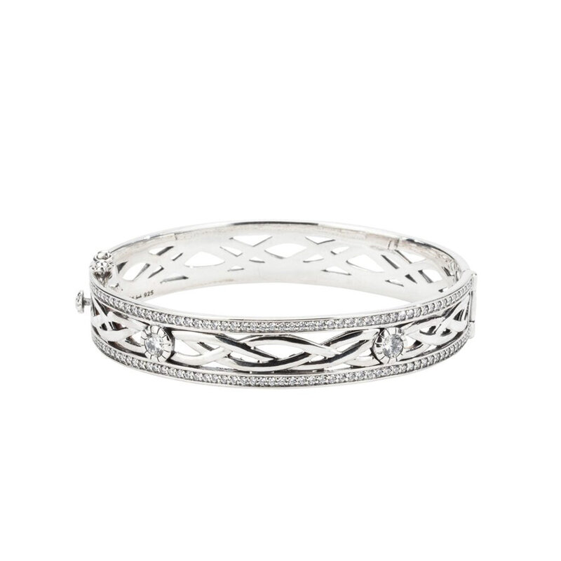 Keith Jack Sterling Silver and CZ Brave Heart Bangle