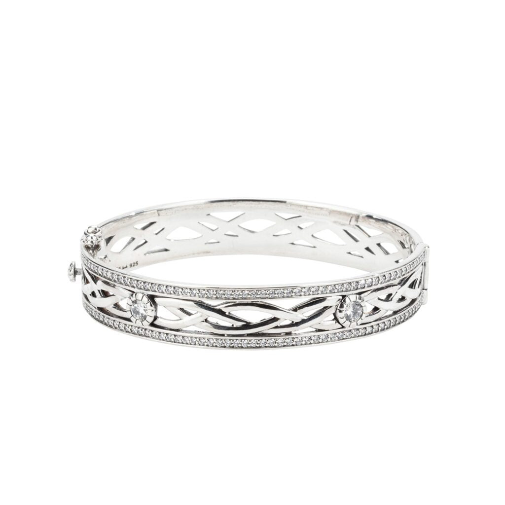 Keith Jack Sterling Silver and CZ Brave Heart Bangle
