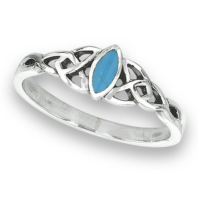 Timeless Irish Treasure Turquoise Sterling Silver Celtic Ring