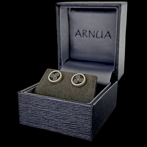 Arnua Sterling Silver Newgrange Triskele Stud Earrings