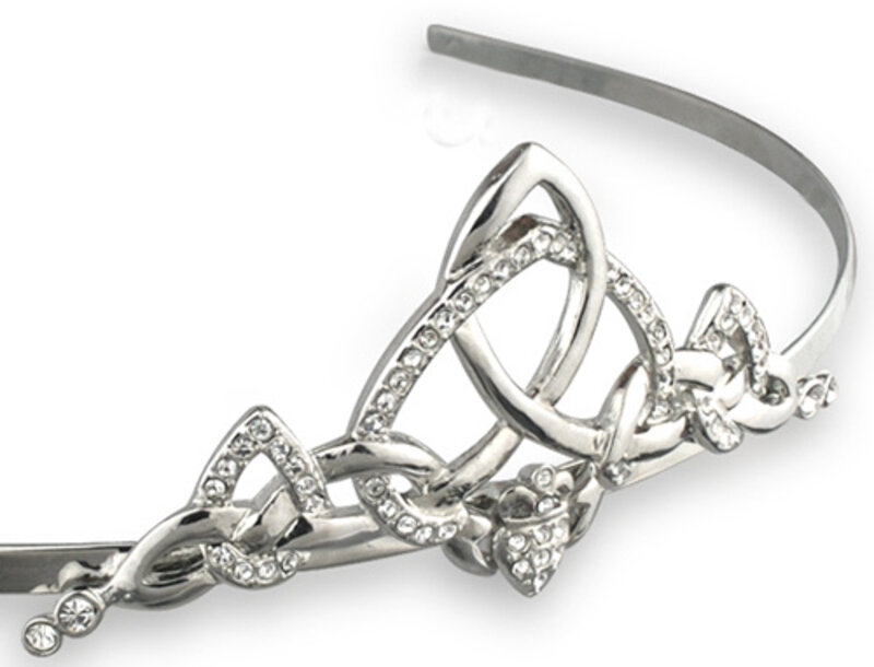 Solvar Rhodium Crystal Encrusted Claddagh Tiara
